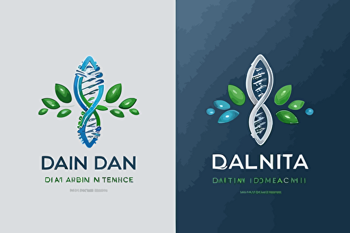 vector minimal logo for a medical company, dna, technology, green, blue, gray, clean, clear,