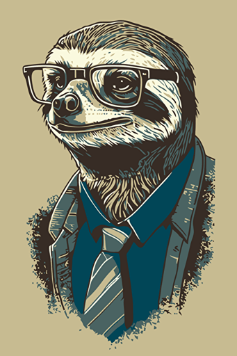 hipster sloth, vector art, minimalistic,