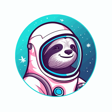 Round icon of a sloth in an astronaut helmet
