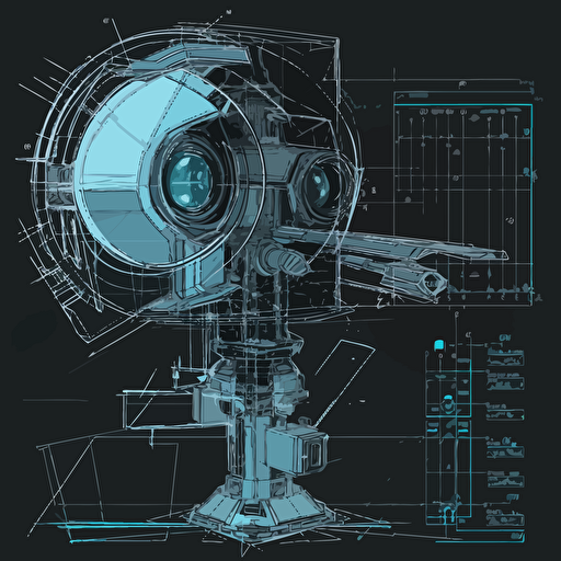 2D vector, high tech radar, cyberpunk