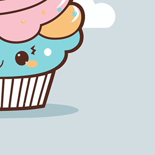cute cupcake kawaii style, vector clipart