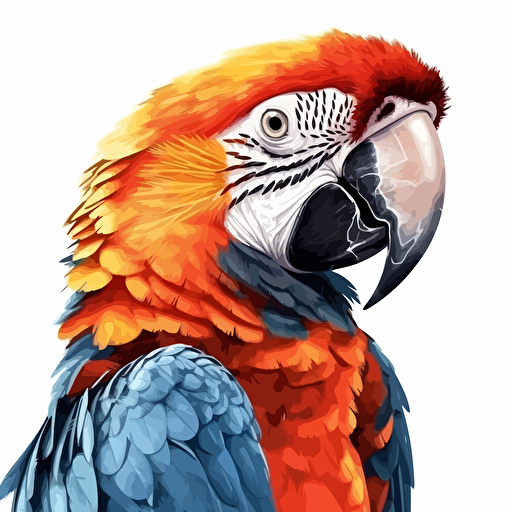 Macaw bird looking straight in the camera, white bg, vector