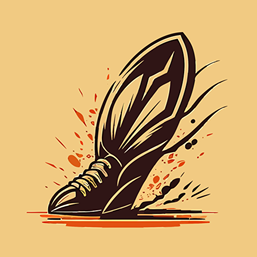 vector logo of a heel squashing a bug, minimal, retro style