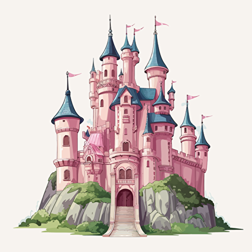 cartoon drawing vector style princess front castle