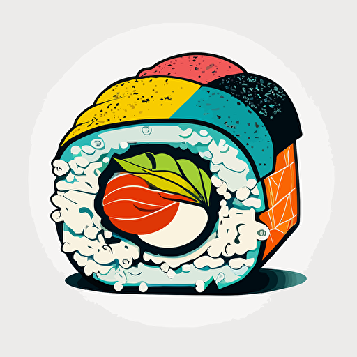 pop art single sushi, vector art, white background