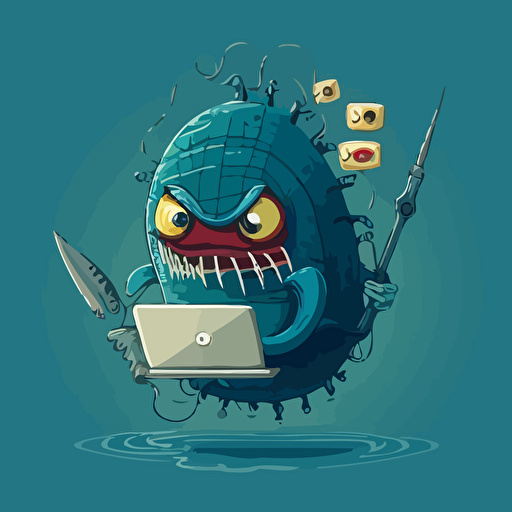 vector illustration cyber bandit phishing monster