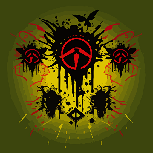 biohazard symbols raining down from the sky vector logo style