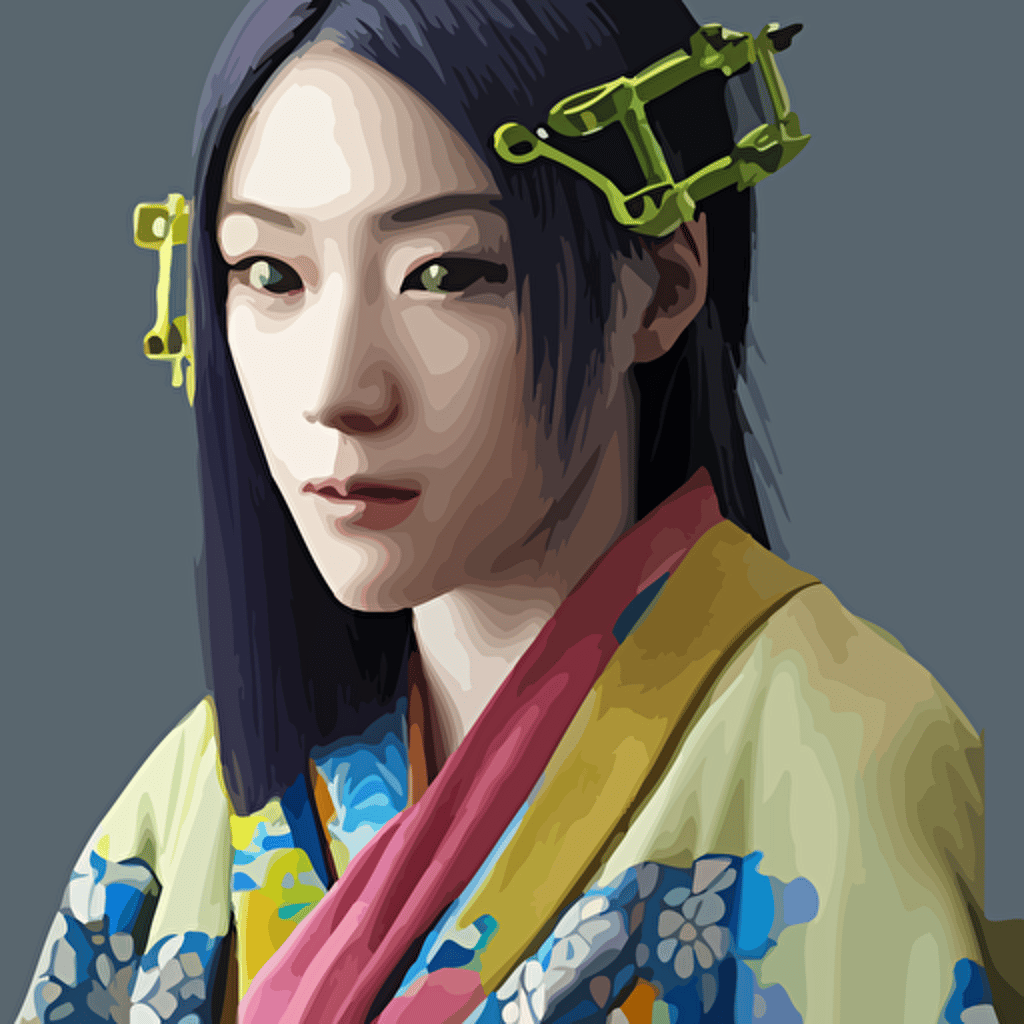 centered portrait slight happy cyberpunk 3d beautiful japanese girl kimono hyperdetailed eyes soulful eyes beautiful eyes digital painting trending artstation cel shading style cg society hyperdetailed digital painting hypermaximalist golden ratio volumetric octane render weta digital micro details 3d sculpture