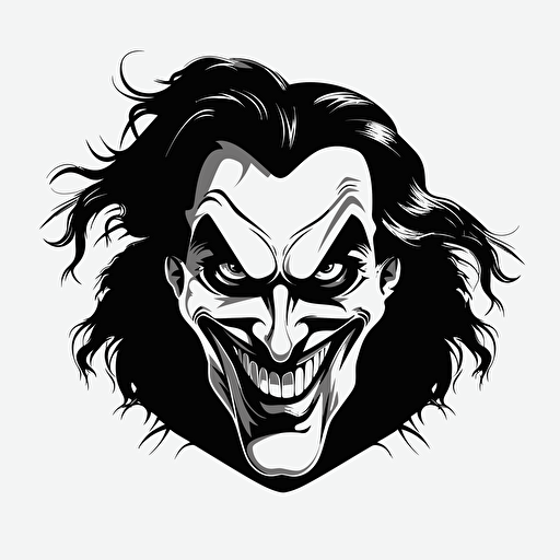 black and white joker face silhouette just eyes nose and mouth illustration vector v5