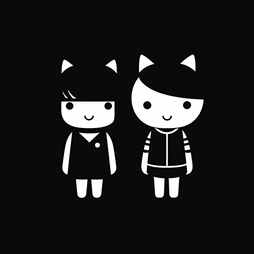 boy and girl,pictograms,cute,minimalist, vector,cat