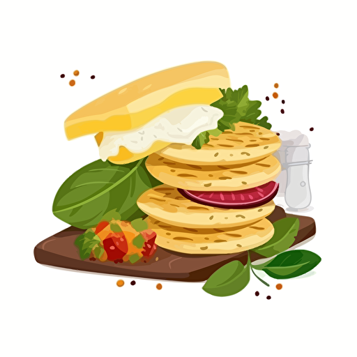 vector image, venezuelan arepa on white