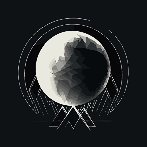 geometric, vector, logo, solid background, concept art, full moon