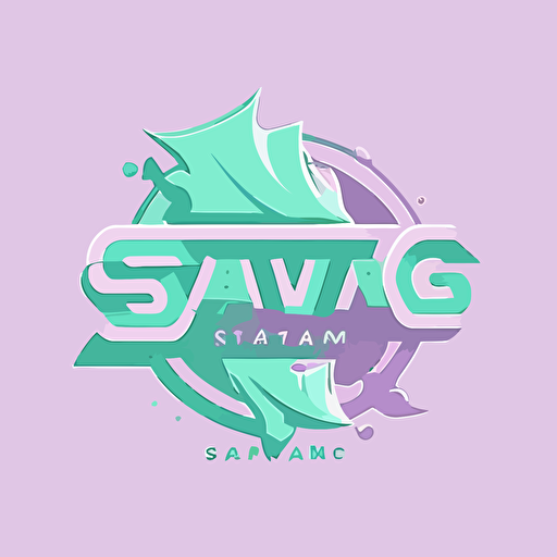 Simple vector logo for FPS gaming team called SWAG, abstract, Primary color: Mint Green. Secondary Color: light purple. Tertiary Color: light grey.