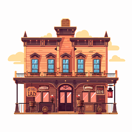 flat vector illustration of an old western saloon facade