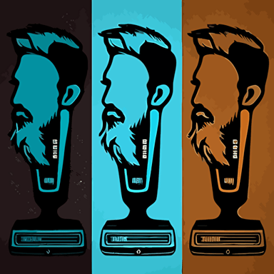 logo for beard Trimmer, simple, 3 colors, vector art, clean, silhouette of beard