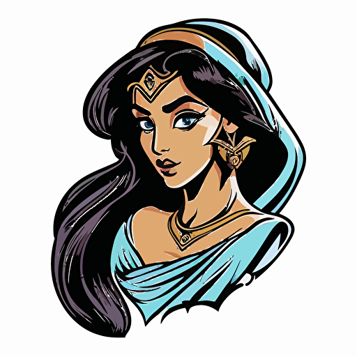 sticker design, with transparent background of princess jasmine from Aladdin vector file