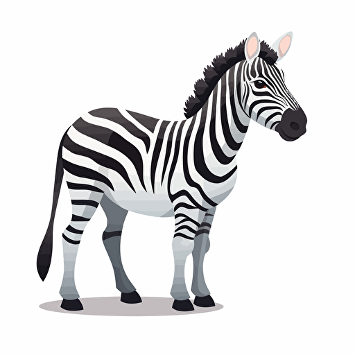 zebra, cartoon style, 2d clipart vector, creative and imaginative, hd, white background