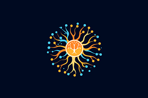 an Artificial intelligence company logo looks like brain neuron, 2d, vector
