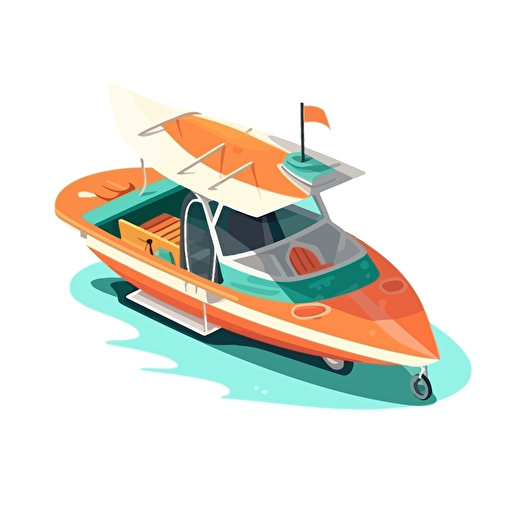 vector flat illustration surf boat, white background
