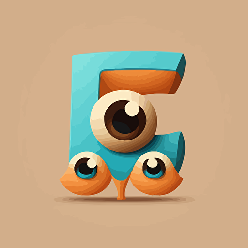 lower cap letter e with cute eyes logo illustrator file vector flat
