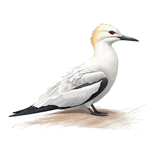 vector White-tailed tropicbird sitting white back ground