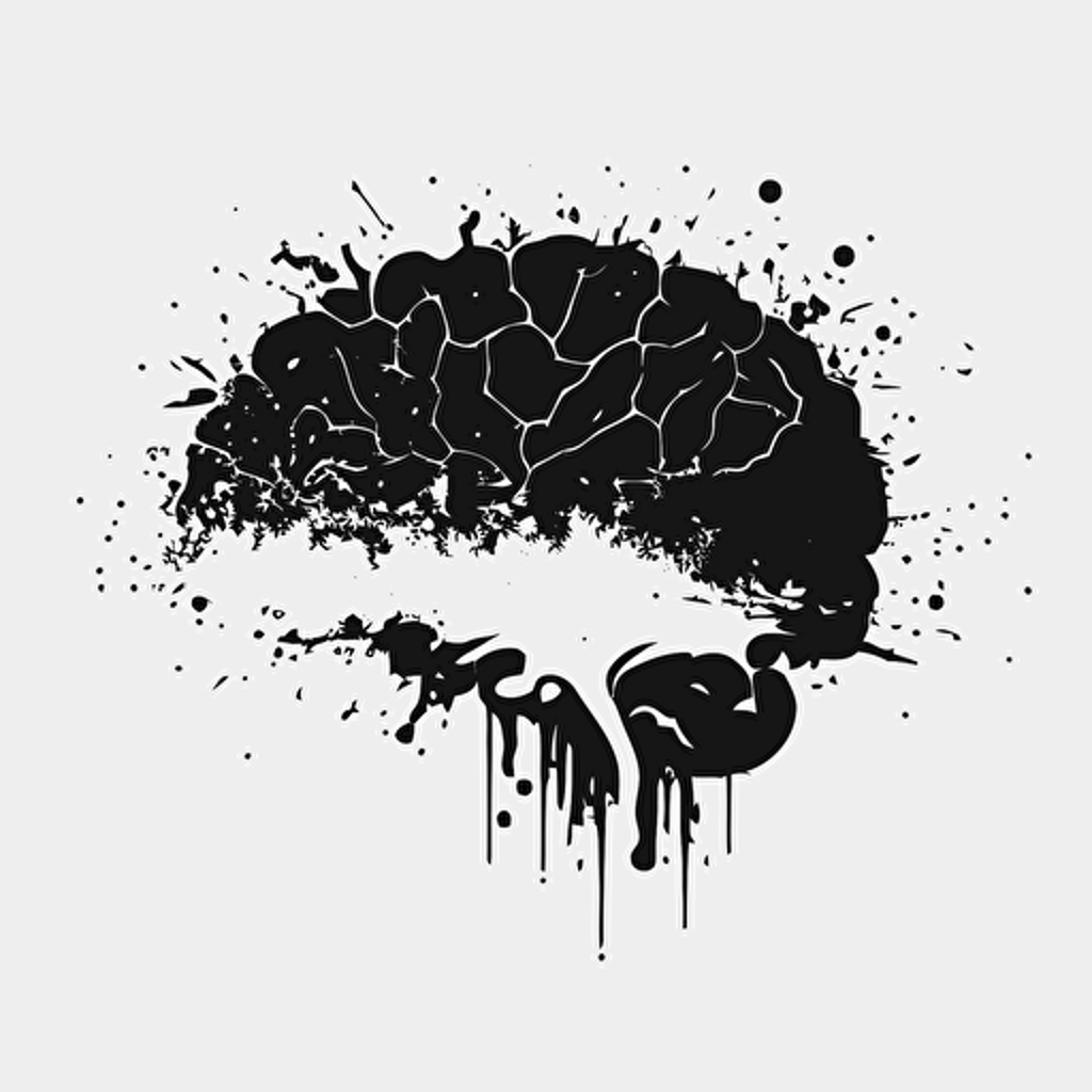 brain, minimalistic, black and white, vector, simple