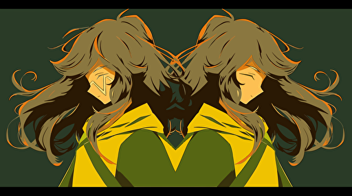 flat vector art, twin Jedi, green and yellow colors, brother and sister