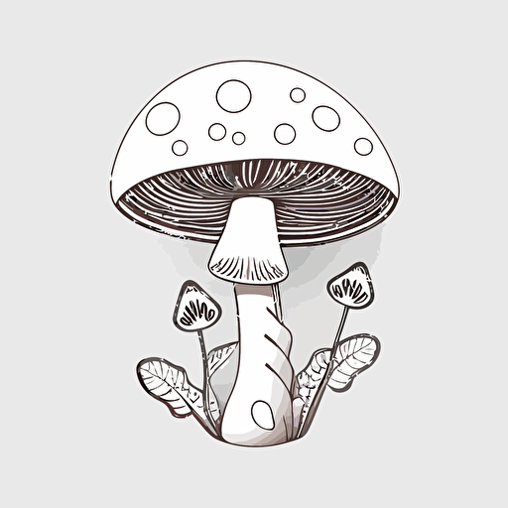 mushroom Sticker, whimsical, Minimal, Contour, Vector, White Background, Detailed ar 1:1
