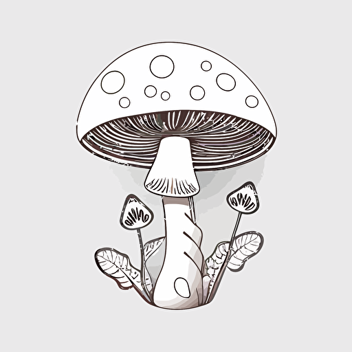 mushroom Sticker, whimsical, Minimal, Contour, Vector, White Background, Detailed ar 1:1