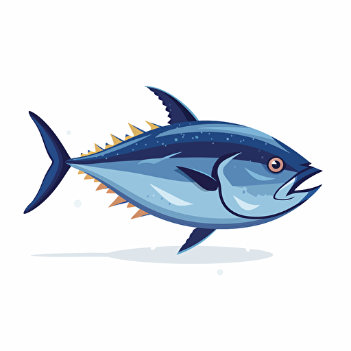 blue fin tuna vector flat cheerful colours white background