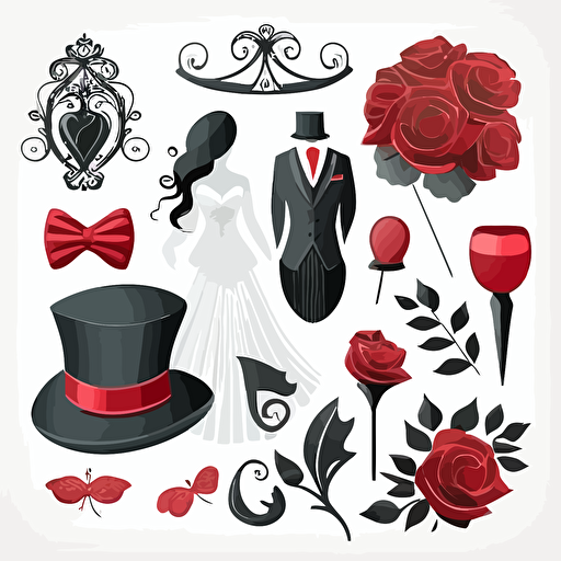 wedding vector art symbols on white background