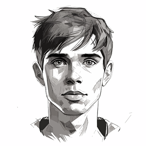 vector image, shading of a persons head and face, detailed. Make it a young adult. Nothing else.