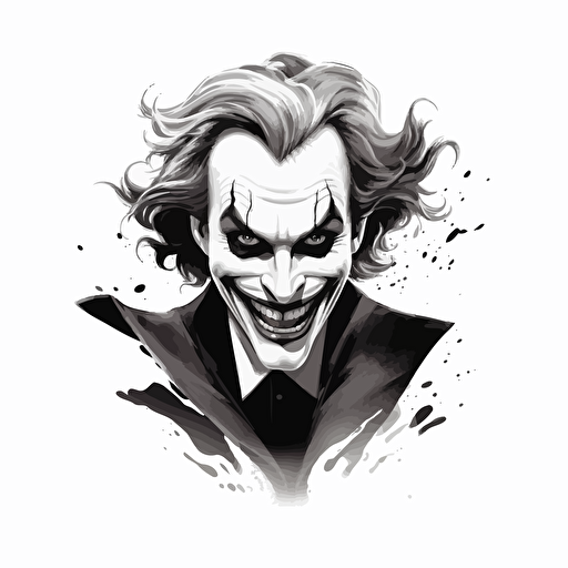 black and white joker illustration vector