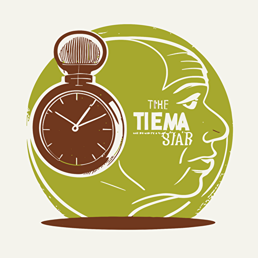 flat vector logo, award winning art, simple design tennis ball and stop watch with a completely white background in the style of Jerry Pinkney