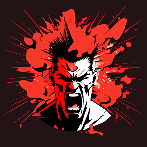 vector of an angry face with an exploding head on a contrasting background