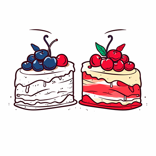 draw siplne logo of cake, line style, vector, 2 colors without background
