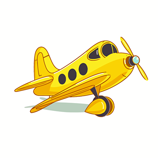 vector image of a yellow plane with the shape of a bird, cartoon