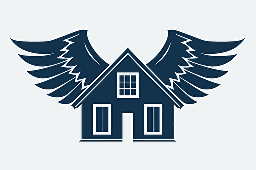 apus apus wings form a roof over a house, vector logo, simple, two color, blue, white, black