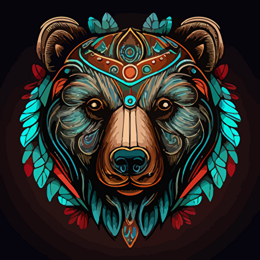 neo traditional bear head design vector