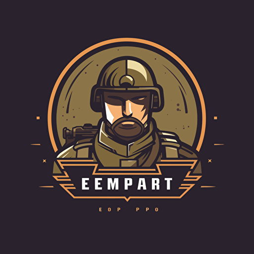 e-sport minimalistic logo, flat background, world war 2, vector