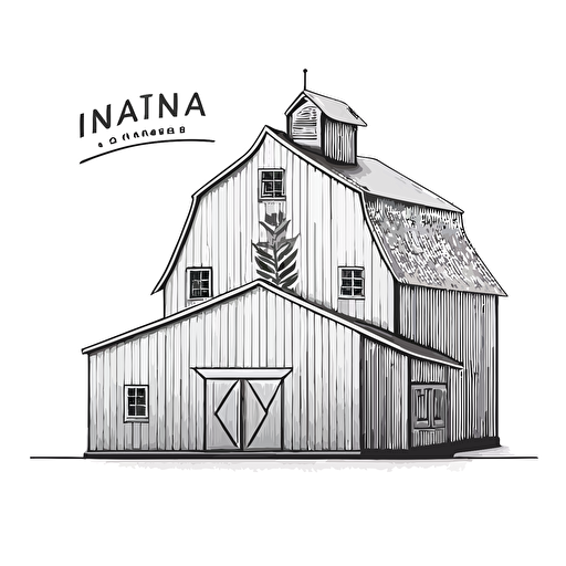 line drawing logo, minimalistic, iowa barn, corn, Vector