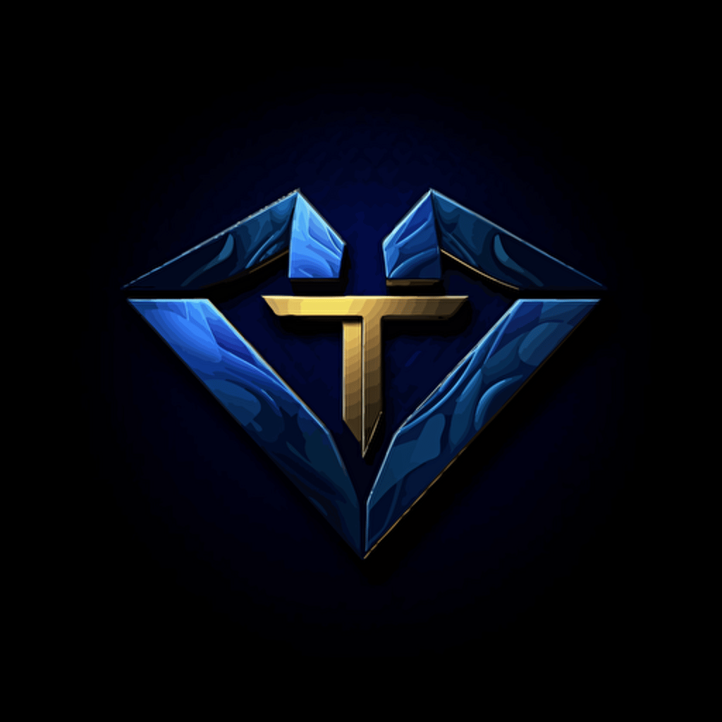 professional, dark blue color dominant, vector art logo made of two letters T like "T T", both letters present and visible on the logo, both letters T combined together creatively, pure black background