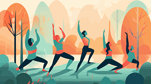 vector art Yoga as a group in city parks stock image popular no text prompt trend. pinterest contest winner
