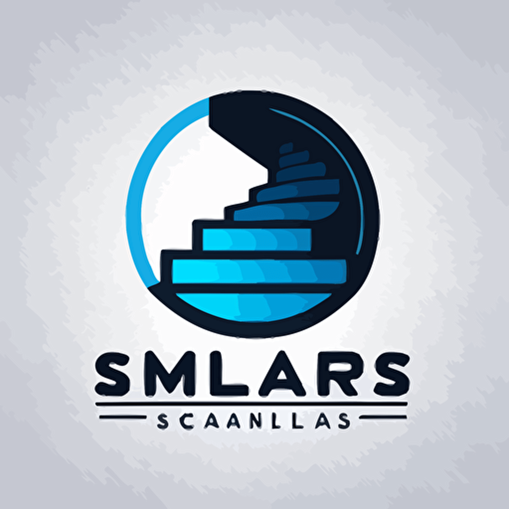 simple logo design of stairs nonslip company with blue as the base color, flat 2d, vector, company logo, clean, simple, morden