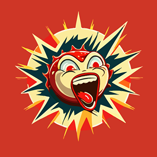 logo vector design fireball with eyes and a mouth looking surprised, with a 1950s diner feel