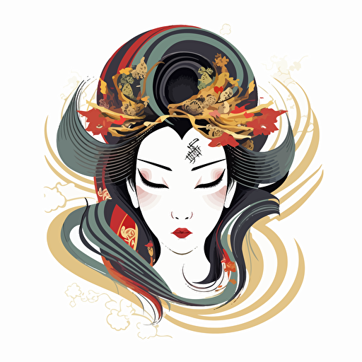 Monjayaki, vector art, white background