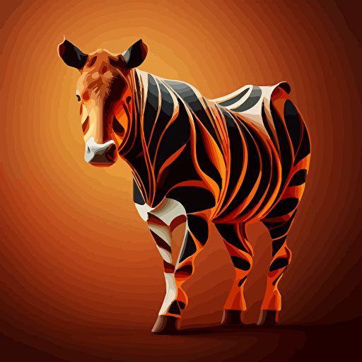 cow with tiger stripes, vector illustration style