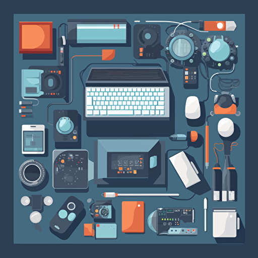 make a flat vector illustration of technology