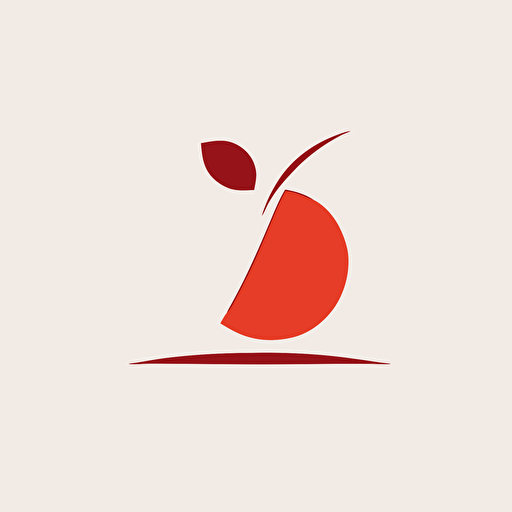 Nuanced, retro, Ivan Chermayeff-inspired, minimalistic vector logo, sleek modern cherry icon, dynamic angle, abstract thought, subtle indirectness, simplicity, "Basics Logos" by Index Books.