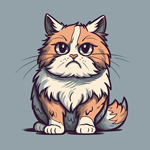 vector illustraion of a fluffy hand drawn cartoon cat